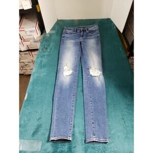 American Eagle Jeans Size 4 Extra Long Womens Blue Stretch High Rise Jegging